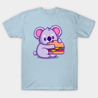 Cute Koala With Eating Burger T-Shirt